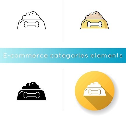 EPS 해외이미지 일러스트 사람없음 세트 개밥그릇 개사료 먹이그릇 뼈다귀모양 해외일러스트 모양 그릇 먹이 애견용품 파일형식 벡터 이미지허브