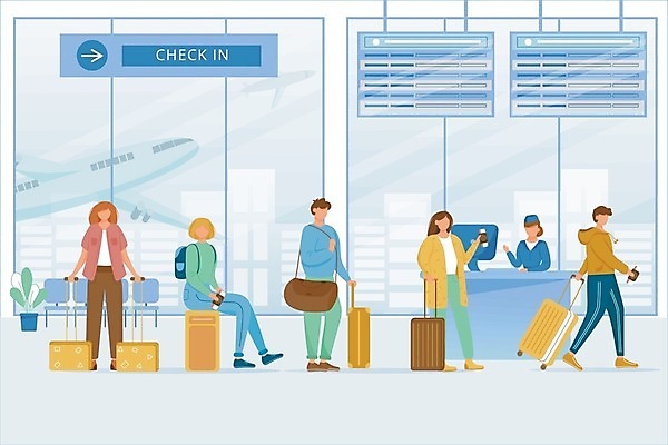 EPS 해외이미지 전신 식물 여자 남자 여행 의자 가방 일러스트 비행기 앉기 여러명 상반신 성인 스크린 캐리어 잡기 당기기 공항 승무원 책상 줄서기 탑승수속 성인만 체크인카운터 해외일러스트 직업 잡화 가구 다수 항공교통 교통시설 모션 대중교통 사람 여행가방 체크인 파일형식 벡터 이미지허브