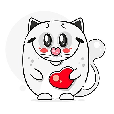 EPS 해외이미지 동물캐릭터 일러스트 들기 사람없음 고양이 하트 해외일러스트 일러캐릭터 모양 동물 캐릭터 포유류 모션 반려동물 파일형식 벡터 이미지허브