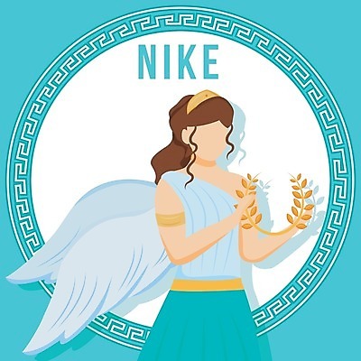 EPS 해외이미지 여자 날개 일러스트 한명 들기 상반신 성인 타이포그라피 그리스로마신화 그리스신 월계관 성인여자한명만 해외일러스트 문자 1 모션 사람 신_종교 신화 여자한명만 성인여자만 파일형식 벡터 이미지허브