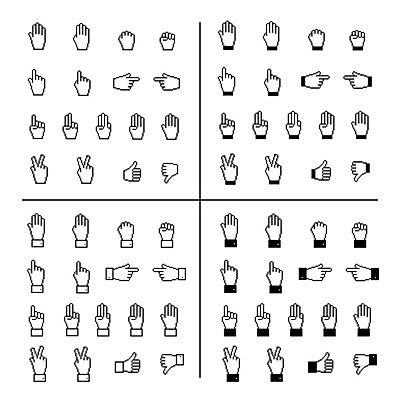 EPS 해외이미지 손 일러스트 표시 손짓 신체부위 세트 주먹 가리킴 라인아트 브이 손모양 따봉 픽셀 해외일러스트 모양 선 모션 사람 최고 파일형식 벡터 손_신체부위 이미지허브