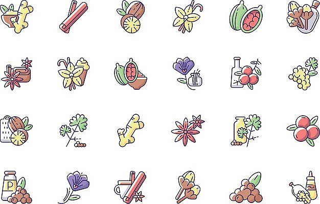 EPS 해외이미지 클립아트 그릇 디자인 선 음식 컨셉 일러스트 요리 동양인 세트 픽토그램 주방 웹 양념 조미료 플랫 고수 만화 인도인 수집 머스터드 허브 심볼 유기농 심플 윤곽 팩 생강 내추럴 고립 바닐라 사프란 시나몬 얇은 엘리먼트 향나무 활자 해외일러스트 외국인 나무 식물 식기 웰빙 인터넷 채소 인종 화장품 소스_음식 향신료 향미료 활자판 파일형식 벡터 이미지허브