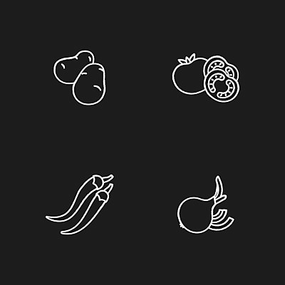 EPS 해외이미지 클립아트 디자인 백그라운드 토마토 일러스트 고추 양파 감자 사람없음 세트 검은색 흰색 뜨거움 해외일러스트 컬러 채소 파일형식 벡터 이미지허브