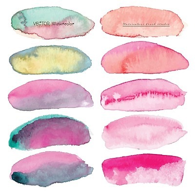 EPS 해외이미지 분홍색 일러스트 캘리그라피 수채화 타이포그라피 글자캘리그라피 사람없음 초록색 세트 얼룩 그런지 해외일러스트 문자 컬러 파일형식 벡터 이미지허브