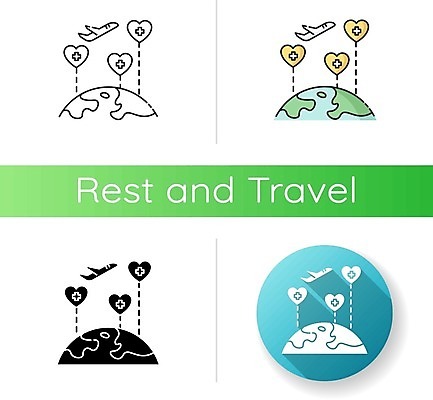 EPS 해외이미지 지구 여행 일러스트 휴식 비행기 사람없음 세트 하트 십자모양 의료관광 해외일러스트 모양 컨셉 항공교통 대중교통 관광 십자 파일형식 벡터 이미지허브