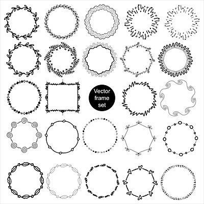 EPS 해외이미지 디자인 꽃 잎 일러스트 프레임 사람없음 세트 다양 원형 해외일러스트 도형 식물 다수 파일형식 벡터 이미지허브