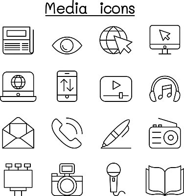 EPS 해외이미지 디자인 실루엣 선 컨셉 인터넷 일러스트 통신 아이디어 광고판 그래픽 책 스마트폰 컴퓨터 세트 픽토그램 펜 카메라 헤드폰 자료 정보 기록 네트워크 신문 뉴스 이메일 연결 인쇄 편지 수집 전화기 심볼 마이크 오브젝트 라디오 윤곽 나눔 동영상 멀티미디어 고립 소셜 얇은 스타일 해외일러스트 음향기기 알림판 촬영기법 간행물 전자제품 핸드폰 스마트기기 필기구 판 파일형식 벡터 이미지허브