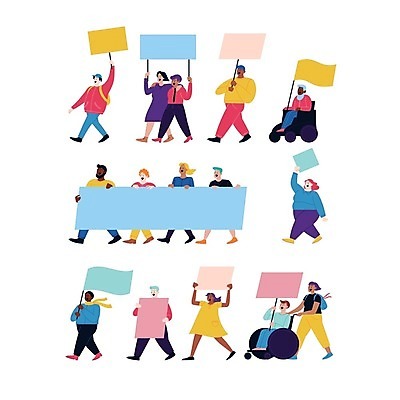 EPS 해외이미지 캐릭터 여자 남자 포스터 선 분홍색 일러스트 함께함 사람 소년 갈색 노란색 평화 검은색 방 자유 깃발 플랫 군중 민주주의 사인 반대 혁명 독립 엘리먼트 운동가 위기 정치 지원 집회 항의 해외일러스트 일러캐릭터 어린이 컬러 컨셉 파일형식 벡터 이미지허브