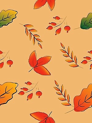 EPS 해외이미지 계절 열매 포스터 백그라운드 잎 패턴 일러스트 미술 가을 낙서 인쇄 그림 해외일러스트 식물 무늬 문화예술 파일형식 벡터 이미지허브