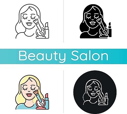 EPS 해외이미지 여자 일러스트 상반신 성인 세트 화장 뷰티 눈감음 화장품 원형 뷰티샵 메이크업브러쉬 성인여자만 해외일러스트 도형 모션 사람 상점 붓 여자만 성인만 파일형식 벡터 이미지허브