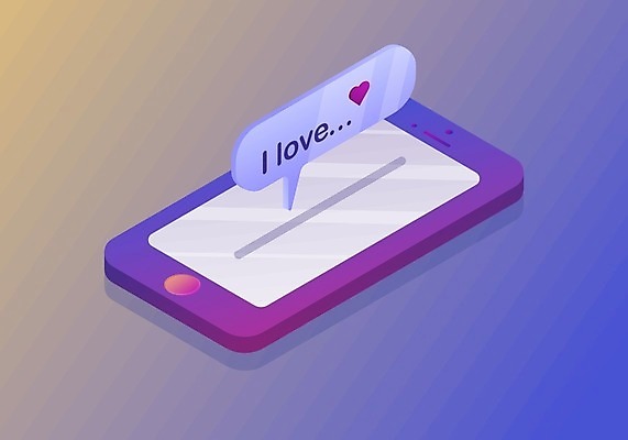 EPS 해외이미지 디자인 백그라운드 말풍선 일러스트 사랑 사람없음 스마트폰 3D 스크린 보라색 하트 메시지 문자메시지 소셜 해외일러스트 모양 감정 컬러 핸드폰 스마트기기 디지털합성 파일형식 벡터 이미지허브