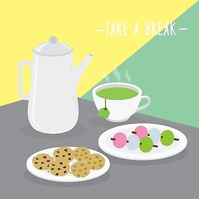 EPS 해외이미지 접시 일러스트 사람없음 쿠키 찻잔 찻주전자 녹차 티백 간식시간 당고 해외일러스트 식기 주전자 디저트 잔 차_음료 파일형식 벡터 이미지허브