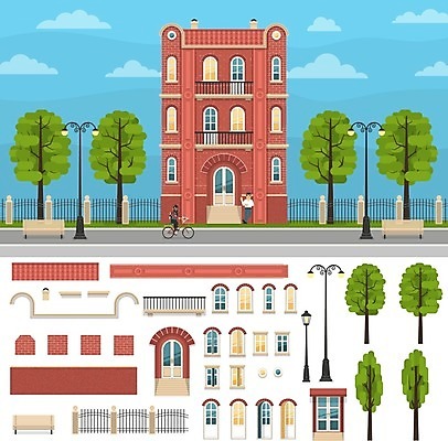 EPS 해외이미지 나무 템플릿 디자인 외관 벽 백그라운드 컨셉 일러스트 건축양식 창문 지붕 거리 주택 미술 사람 풍경 야외 건물 장식 여름 세트 문 수확 흰색 등불 도시 플랫 클래식 만화 수집 묘사 오브젝트 복고 타운 고립 엘리먼트 옛날 해외일러스트 식물 건축물 계절 건축 컬러 농업 문화예술 조명 파일형식 벡터 이미지허브