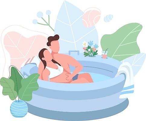 EPS 해외이미지 부부 여자 남자 꽃 화분 잎 일러스트 잔 앉기 상반신 성인 두명 수건 풀장 기댐 임산부 출산 성인만 해외일러스트 식물 식기 커플 모션 수영장 사람 위생용품 임신 파일형식 벡터 이미지허브