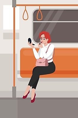 EPS 해외이미지 캐릭터 라이프스타일 디자인 여행 컨셉 의자 일러스트 실내 앉기 그래픽 화장품 기차 립스틱 도시 비즈니스우먼 플랫 전철 역 승차 만화 출퇴근 상업 심플 전차 승객 튜브 지하 대도시 복잡 통근 스타일 현실 디테일 해외일러스트 일러캐릭터 여자 육상교통 가구 비즈니스 교통시설 모션 대중교통 내부 생활 뷰티 직장인 출근 파일형식 벡터 직업 교통수단 생활용품 교통 사람 시설 오브젝트 이미지허브