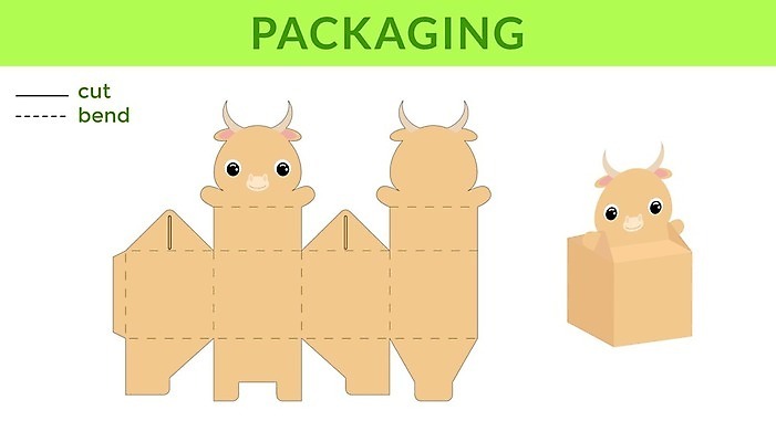 EPS 해외이미지 일러스트 사람없음 종이접기 DIY 야크 전개도 해외일러스트 종이 취미 접기 파일형식 벡터 이미지허브