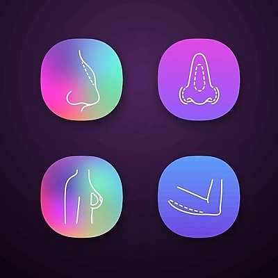 EPS 해외이미지 일러스트 사람없음 컬러풀 성형수술 어플리케이션 가슴 코 그라데이션 팔뚝 해외일러스트 컬러 신체부위 수술 파일형식 벡터 이미지허브