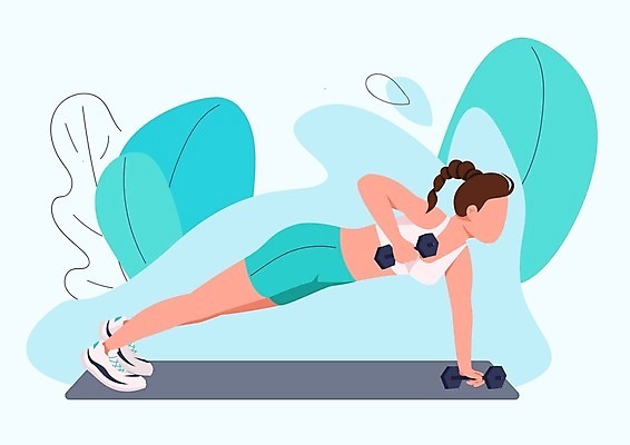 EPS 해외이미지 전신 여자 잎 일러스트 한명 성인 운동복 스트레칭 아령 매트 얼굴없음 성인여자한명만 플랭크 해외일러스트 식물 1 옷 사람 운동 여자한명만 성인여자만 파일형식 벡터 이미지허브