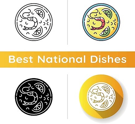 EPS 해외이미지 일러스트 새우 사람없음 세트 해물요리 원형 라임 파에야 해외일러스트 도형 음식 과일 서양음식 갑각류 해산물 파일형식 벡터 이미지허브