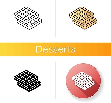 EPS 해외이미지 일러스트 사람없음 세트 원형 와플 해외일러스트 도형 디저트 파일형식 벡터 이미지허브