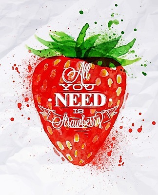 EPS 해외이미지 일러스트 딸기 수채화 사람없음 손그림 해외일러스트 과일 파일형식 벡터 이미지허브