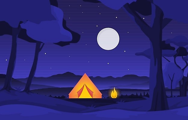 EPS 해외이미지 호수 일러스트 하늘 산 텐트 사람없음 물 강 캠핑 달 숲 해외일러스트 자연요소 레저 캠핑도구 파일형식 벡터 이미지허브