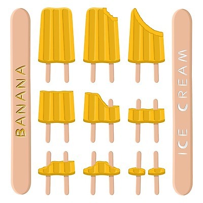 EPS 해외이미지 일러스트 아이스크림 디저트 사람없음 세트 노란색 막대기 해외일러스트 음식 컬러 파일형식 벡터 이미지허브
