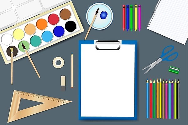 EPS 해외이미지 디자인 교육 종이 백그라운드 컨셉 일러스트 장신구 학교 표시 문구용품 수채화 프레임 스터디 컬러풀 연필 펜 공백 장비 흰색 도구 붓 그리기 그룹 수집 오브젝트 신학기 그림 지우개 직사각형 초보 해외일러스트 도형 컬러 모션 학용품 학습 필기구 파일형식 벡터 이미지허브