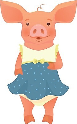 EPS 해외이미지 한마리 원피스 일러스트 사람없음 귀여움 돼지 돼지캐릭터 해외일러스트 1 옷 동물캐릭터 컨셉 포유류 파일형식 벡터 이미지허브