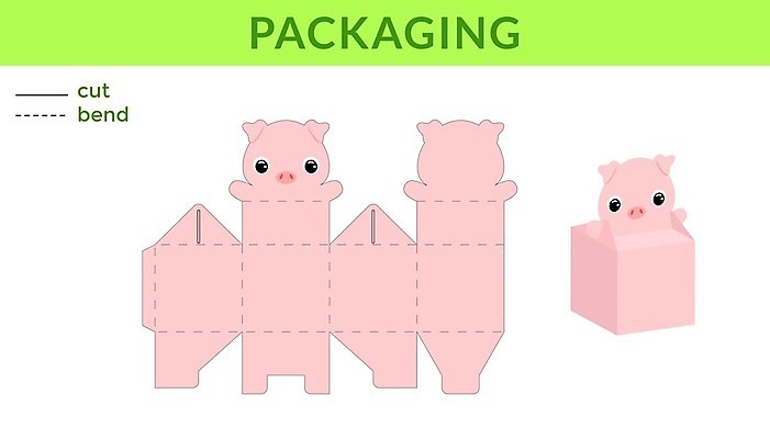 EPS 해외이미지 가방 일러스트 사람없음 돼지 종이접기 DIY 전개도 해외일러스트 잡화 종이 포유류 취미 접기 파일형식 벡터 동물 모션 이미지허브