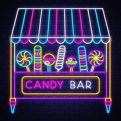 EPS 해외이미지 일러스트 막대사탕 타이포그라피 사람없음 네온 사탕가게 해외일러스트 문자 사탕 상점 파일형식 벡터 이미지허브