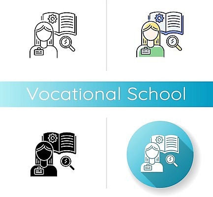 EPS 해외이미지 여자 일러스트 학교 돋보기 여러명 상반신 성인 책 세트 원형 톱니바퀴 전문 얼굴없음 성인여자만 해외일러스트 도형 교육 다수 사람 여자만 성인만 파일형식 벡터 이미지허브