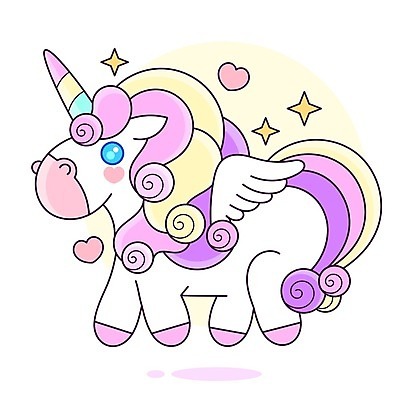 EPS 해외이미지 캐릭터 행복 별 분홍색 날개 일러스트 상상 뿔 사람없음 컬러풀 하트 신비 유니콘 환상 해외일러스트 일러캐릭터 자연요소 모양 감정 컬러 컨셉 파일형식 벡터 이미지허브