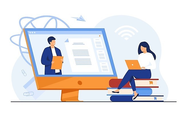 EPS 해외이미지 전신 여학생 여자 교육 남자 대학생 일러스트 설명 들기 앉기 상반신 성인 두명 책 노트북 컴퓨터 모니터 교수 종이비행기 대학교 온라인강의 책더미 성인만 웨비나 언택트 온택트 해외일러스트 학생 학교 모션 사람 전자제품 교사 강의 종이접기 무더기 세미나 파일형식 벡터 이미지허브