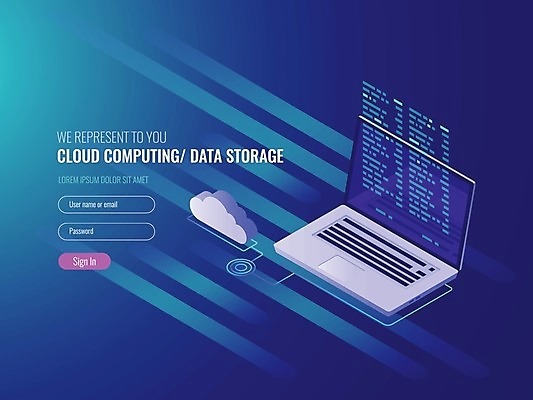 EPS 해외이미지 일러스트 비즈니스 정보기술 사람없음 파란색 노트북 디지털 자료 네트워크 클라우드서비스 해외일러스트 컬러 기술 전자제품 서비스 파일형식 벡터 이미지허브