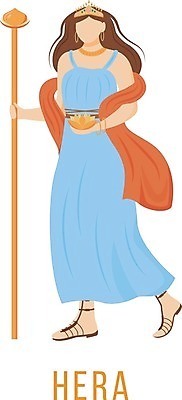 EPS 해외이미지 전신 여자 꽃 일러스트 한명 서기 들기 성인 봉 그리스로마신화 그리스신 헤라 성인여자한명만 해외일러스트 식물 1 모션 사람 신_종교 신화 여자한명만 성인여자만 파일형식 벡터 이미지허브