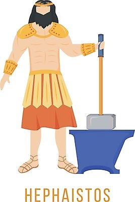 EPS 해외이미지 전신 남자 일러스트 한명 서기 성인 잡기 망치 그리스로마신화 그리스신 헤파이스토스 성인남자한명만 해외일러스트 1 모션 사람 공구 신_종교 신화 남자한명만 성인남자만 파일형식 벡터 이미지허브