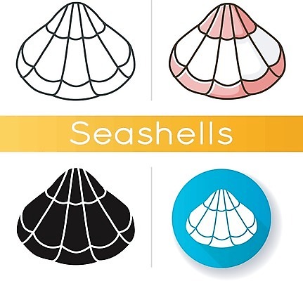 EPS 해외이미지 일러스트 사람없음 세트 원형 조개껍데기 해외일러스트 도형 조개 파일형식 벡터 이미지허브