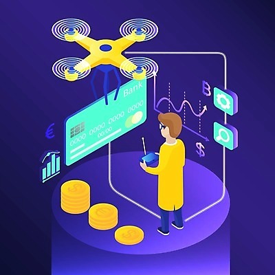 EPS 해외이미지 전신 남자 일러스트 비즈니스 그래프 정보기술 한명 서기 들기 성인 디지털 보라색 동전 네트워크 신용카드 동전탑 드론 조종장치 성인남자한명만 해외일러스트 1 컬러 돈 모션 기술 사람 금융 쌓기 장비 남자한명만 성인남자만 파일형식 벡터 이미지허브