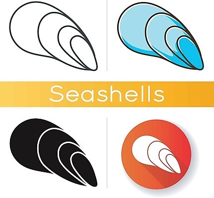 EPS 해외이미지 일러스트 사람없음 세트 원형 조개껍데기 해외일러스트 도형 조개 파일형식 벡터 이미지허브