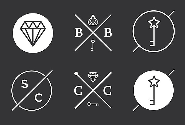 EPS 해외이미지 디자인 별 선 일러스트 열쇠 사람없음 세트 라벨 심볼 심플 다이아몬드 엘리먼트 해외일러스트 자연요소 프레임 보석 파일형식 벡터 이미지허브