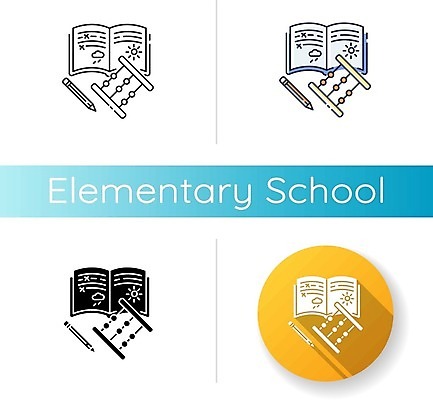EPS 해외이미지 일러스트 초등학교 사람없음 책 세트 연필 주판 원형 해외일러스트 도형 학교 학용품 필기구 계산기 파일형식 벡터 이미지허브