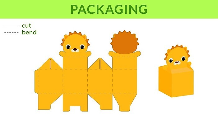 EPS 해외이미지 가방 일러스트 사람없음 사자 종이접기 DIY 전개도 해외일러스트 잡화 종이 포유류 취미 접기 파일형식 벡터 이미지허브