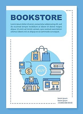 EPS 해외이미지 포스터 일러스트 팜플렛 사람없음 책 파란색 쇼핑백 전자책 도서관 온라인 서점 인터넷창 해외일러스트 교육 컬러 인터넷 가방 상점 파일형식 벡터 이미지허브
