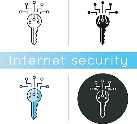 EPS 해외이미지 인터넷 일러스트 열쇠 사람없음 세트 원형 회로판 인터넷보안 해외일러스트 도형 보안 파일형식 벡터 이미지허브