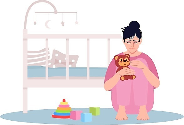 EPS 해외이미지 여자 일러스트 엄마 스트레스 한명 들기 앉기 성인 장난감 곰인형 아기용품 육아 모빌 웅크림 아기침대 우울증 성인여자한명만 산후우울증 해외일러스트 1 인형 가족 모션 사람 침대 질병 오브젝트 여자한명만 성인여자만 파일형식 벡터 이미지허브