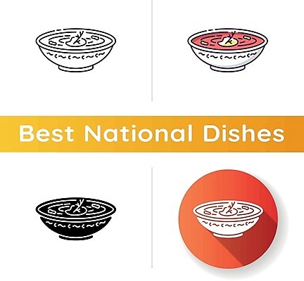 EPS 해외이미지 그릇 일러스트 사람없음 세트 원형 수프 러시아음식 보르시치 해외일러스트 도형 식기 서양음식 파일형식 벡터 이미지허브