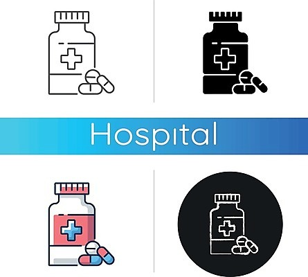 EPS 해외이미지 일러스트 병원 사람없음 세트 알약 원형 약병 약국 해외일러스트 도형 의학 약 병_담는 파일형식 벡터 이미지허브