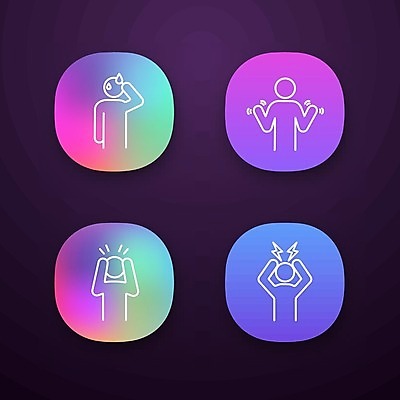 EPS 해외이미지 감정 일러스트 사람모양 사람없음 컬러풀 어플리케이션 두통 그라데이션 긴장 떨림 식은땀 해외일러스트 모양 컬러 모션 질병 파일형식 벡터 이미지허브