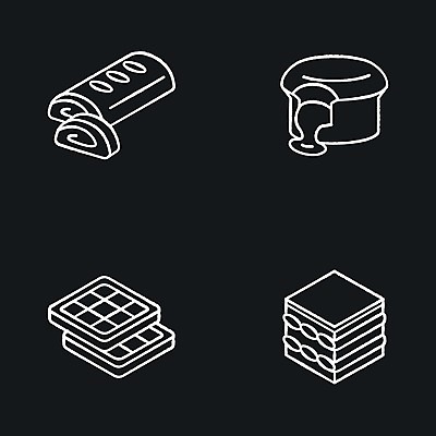 EPS 해외이미지 디자인 컨셉 일러스트 디저트 사람없음 세트 초콜릿 검은색 흰색 그림 해외일러스트 음식 컬러 파일형식 벡터 이미지허브